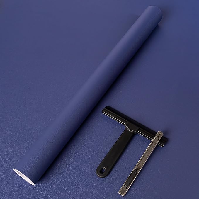 practicalWs Blue Wallpaper Peel and Stick with Tools, Modern Removable Blue Matte Wall Paper for Bedroom, 17.7'' x 393.7'' Self-Adhesive Thickened Blues Contact Paper for Cabinets and Drawers