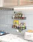 𝐒𝐩𝐢𝐜𝐞 𝐑𝐚𝐜𝐤 Organizer 𝐖𝐚𝐥𝐥 𝐌𝐨𝐮𝐧𝐭- 15.7in 2Pack [Upgraded Version] Hanging Seasoning Organizer Shelf with Paper Towel Holder, Storage for Cabinet or Wall Mounted with 4 Strong Hooks