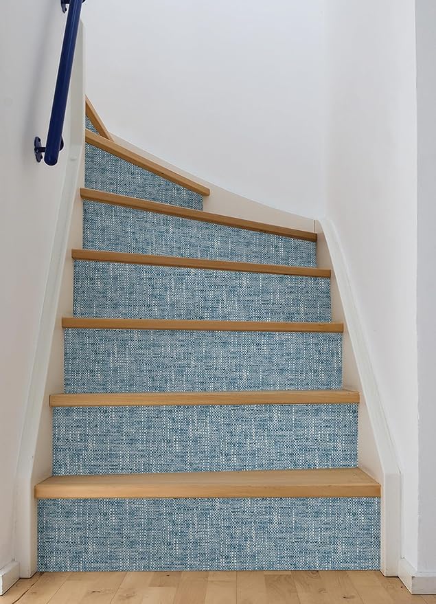 NuWallpaper NU2918 Navy Poplin Texture Peel & Stick Wallpaper, Blue
