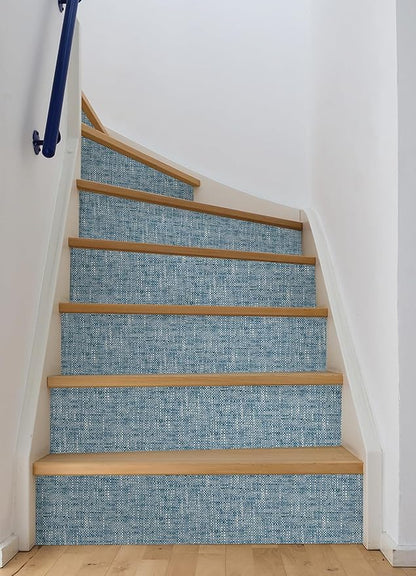 NuWallpaper NU2918 Navy Poplin Texture Peel & Stick Wallpaper, Blue