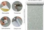 CHIHUT Peel and Stick Silver Holographic Glitter Wallpaper for Bedroom Walls Removable Sparkle Silver Glitter Fabric Wallpaper Self Adhesive Shiny Glitter Contact Paper for Cabinets Craft 15.7''x236''