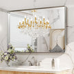 LOAAO 48X32 Inch Brushed Nickel Bathroom Mirror, Rounded Rectangle Silver Metal Frame Mirror, Brushed Nickel, Anti-Rust, Shatter Proof, Hangs Horizontally or Vertically