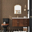 Dark Brown Rattan Wallpaper Peel and Stick Vintage Woven Contact Paper Vinyl Faux Cane Wallpaper Non-Textured Natural Rattan Contact Paper for Cabinets Shelf Liners Bathroom Walls 15.8