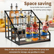Coffee Syrup Rack Organizer,Liquor Bottle Display Shelf,Water cup display stand,Spice Rack Kitchen Cabinet Organizer,Rustic Brown,2 Packs 4 Tier 16 Bottle Coffee Syrup Holder