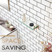 KOKOSIRI Wall Shelves Bathroom Hardware Glass Floating Shelf Small Hanging Rack Storage/Room Decor 12-Inch Champagne Bronze 2 Pack B1105CPG-L12-P2