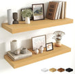 Fun Memories Floating Shelves for Wall, 30 Inch Long Floating Shelves Set of 2, 30 x 10 Wooden Shelves for Wall, Large Storage Shelves, Hanging Shelves for Bathroom Kitchen Bedroom, Oak