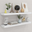 fuqing 36 Inch White Floating Shelves for Wall, Solid Wood White Floating Shelves Set of 2, Lightweight Wood Wall Mounted Shelves for Bathroom Bedroom Living Room Kitchen