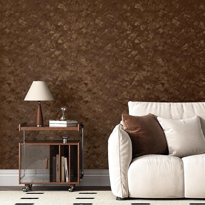 Wallercity Deep Brown Velvet Peel and Stick Wallpaper Self Adhesive Felt Sheets Wallpaper for Walls Cabinets Soft Flocking Fabric Contact Paper for Dressing Table Crafts Jewelry Box Shelf 11.8x78.7 IN