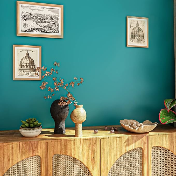VEELIKE 15.7''x118'' Matte Turquoise Blue Wallpaper Peel and Stick Blue Contact Paper Waterproof Self Adhesive Blue Textured Wall Paper Decorative for Bedroom Wall Cabinets Countertops Shelves Vinyl