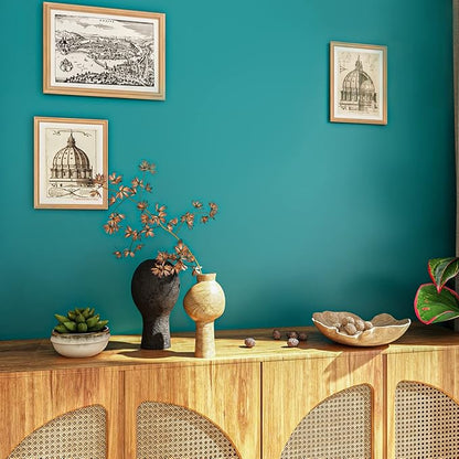 VEELIKE Thick Turquoise Blue Wallpaper Peel and Stick Blue Contact Paper for Cabinets Desk Furniture Accent Walls 24''x354'' Self Adhesive Removable Teal Wallpaper for Bedroom Bathroom Living Room