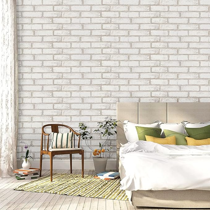 Timeet Brick Wallpaper Peel and Stick Wallpaper 3D Faux Brick Wallpaper Self Adhesive Brick Wall Paper Removable Wallpaper for Living Room Bedroom Decor Vinyl Roll 17.7
