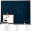 Wallercity Blue Velvet Fabric Wallpaper Peel and Stick Floral Blue Flocking Fabric Contact Paper for Walls Dresser Cabinets Self Adhesive Felt Wallpapers for Jewelry Box Shelf Backdrop 15.8''x78.7''