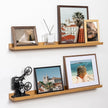 Fun Memories Picture Ledge Shelf, 32 Inch Floating Shelves Set of 2, Large Nursery Book Shelves for Toys Storage, Kids Bookshelf Wall Mounted for Wall Decor Books Photo Frames, Oak