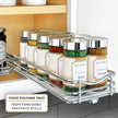 LYNK PROFESSIONAL® Pull Out Spice Rack Organizer for Inside Kitchen Cabinets - 4-3/8 inch Wide - Slide Out Drawer – Chrome Sliding Spice Organization for cabinet - Spice Racks - 1 Tier