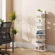 TUTOTAK Narrow Bookshelf, 8-Tier Bookcase, Spine Book Shelf for Small Space, Corner Standing Shelf for Living Room, Office, Study, Entryway, White BS06BW008