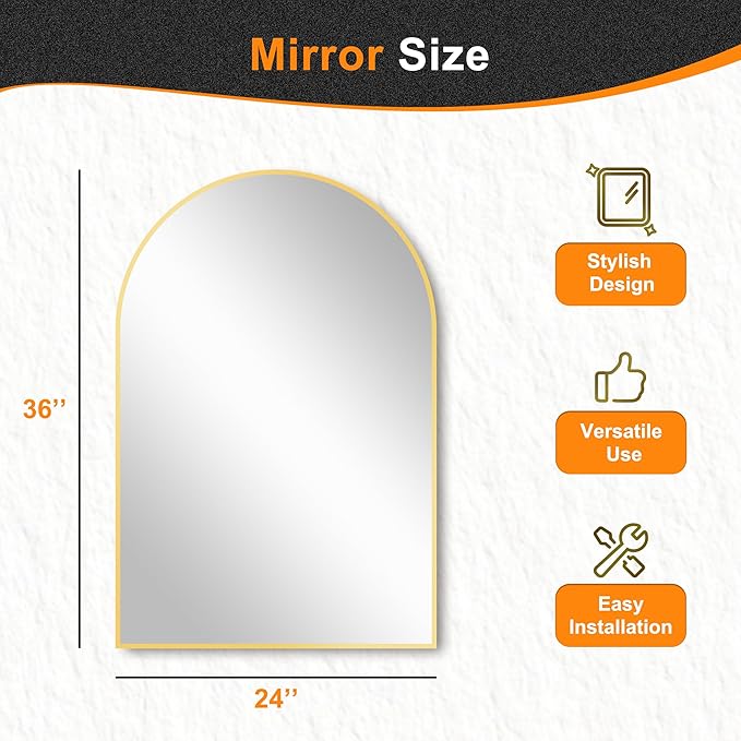 Delma Arched Bathroom Mirror, 24