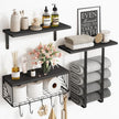 Fixwal Bathroom Floating Shelves Over Toilet Wall Shelves Set with Towel Storage Rack for Bathroom Organization & Wall Decor(Black)