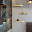 Cityelf Floating Shelves Wall Mounted Wall Decor Iron Glass Hanging Shelf Home Decor Set of 3 Display Ledge Shelves for Living Room Bedroom Office-Gold