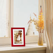 Vittanly 5x7 Picture Frame Set of 4, Display Pictures 4x6 with Mat or 5x7 without Mat, Small Photo Frames for Wall or Tabletop Display, Engineered Wood with Shatter Resistant Plexiglass, Red