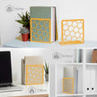 GEOMOD Geometric Honeycomb Gold Metal Bookends Decorative - Tall Sturdy Book Ends for Shelves - Modern Heavy Duty Bookend Stopper - Office or Home Book Shelf Book Holder - 6x3.25x6.25 Inches - 2 Pair