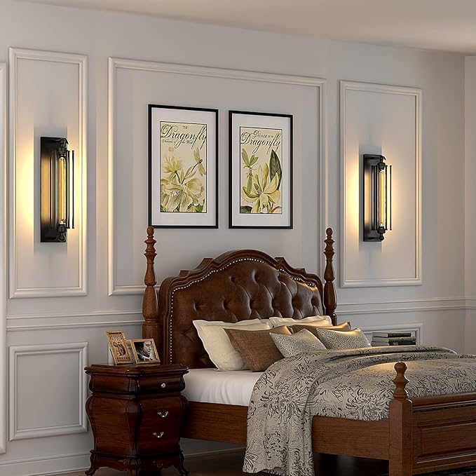 Licperron Sconces Wall Lighting, Industrial Black Wall Sconces Antique Wall Light Fixtures for Bedside, Bar, Restaurant, Hallway, Indoor&Outdoor Decor, E26 & E27 Bar Lights, UL Approval, 2 Pack