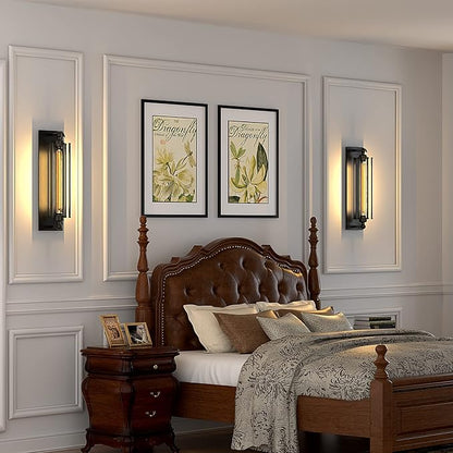 Licperron Sconces Wall Lighting, Industrial Black Wall Sconces Antique Wall Light Fixtures for Bedside, Bar, Restaurant, Hallway, Indoor&Outdoor Decor, E26 & E27 Bar Lights, UL Approval, 2 Pack