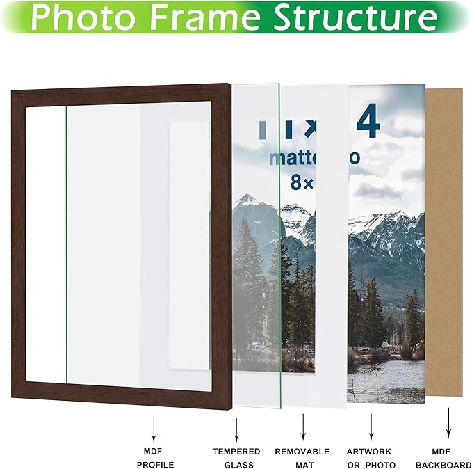 FrameWorks 2-Pack, 11x14 Matted to 8x10 Picture Frame, Mahogany – Classic Wooden Photo Frame with Tempered Glass, Modern Matte Finish for Prints, Posters, Certificates & Wall Decor – Gallery-Ready