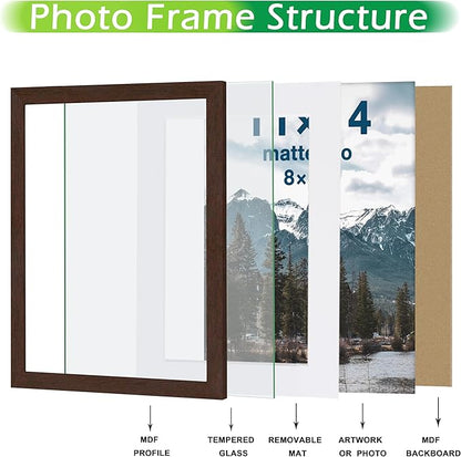 FrameWorks 2-Pack, 8x10 Matted to 5x7 Picture Frame, Mahogany – Classic Wooden Photo Frame with Tempered Glass, Modern Matte Finish for Prints, Posters, Certificates & Wall Decor – Gallery-Ready