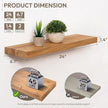 Marsmiles 24 inch Floating Shelves for Wall Solid Elm Wood Shelves|Rustic Wall Shelves with Invisible Heavy-Duty Bracket for Bathroom Living Room Kitchen|Natural, 2 Pack