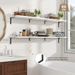 Fun Memories Deep Floating Shelves, 55W x 8D Floating Shelves Set of 2, Wall Mounted Shelf with Metal Brackets, Rustic Wood Wall Shelf for Bathroom, Kitchen and Living Room, White