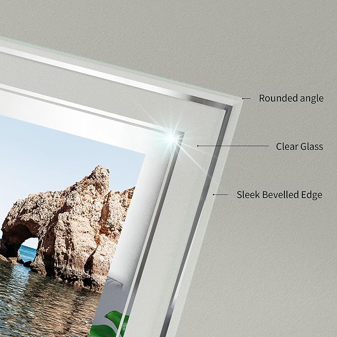 5x7 Glass Picture Frame Set of 2, Tabletop Display Horizontally or Vertically, Silver Mirror Wedding Gifts 5 by 7 Photo Frames