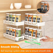 Pull Out Spice Rack Organizer for Cabinet, 2 Pack Slide Out Spice Racks Organizer, Spice Cabinet Organizers, Cabinet Size Need:12'' Highx11'' Deepx5'' Wide,Hold 10 Spice Jar Each Tier-2Tier, White