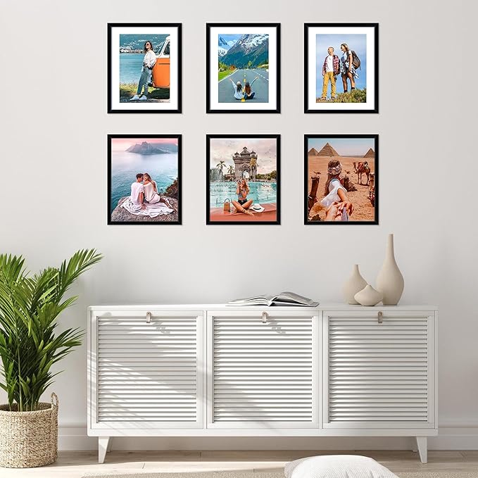 FIXSMITH 8x10 Picture Frame, Black Photo Frame with HD Plexiglass, Display Pictures 5x7 with Mat or 8x10 Without Mat, Picture Frames Collage for Tabletop or Wall Display, 2 Pack