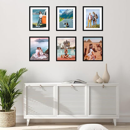 FIXSMITH 8x10 Picture Frame, Black Photo Frame with HD Plexiglass, Display Pictures 5x7 with Mat or 8x10 Without Mat, Picture Frames Collage for Tabletop or Wall Display, 2 Pack