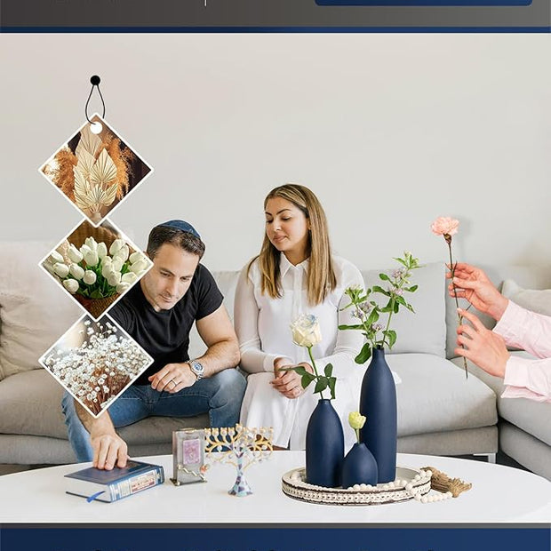 Matte Blue Vase Set Navy Blue Decor Coastal Decor Vases for Kitchen Island Living Room Office Table Fireplace Mantle Decorations & Bathroom Shelf Decor Centerpiece Table Decorations Ceramic