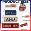 4 Pcs Baseball Decorations Stacked Wooden Blocks Signs with Bat Topper, Summer Nights Ballpark Lights Decor - Baseball Table Decor Ideal Gift for Fans Boys Room Party Coffee Shelf