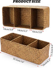 ELLDOO Woven Seagrass Wicker Rattan Storage Basket, Large Capacity Coffee Pod Holder Organizer for K Cup Nespresso Pods, 3-Section Seagrass Storage Box for Coffee bar Shelves Kitchen Cabinets,Brown