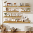 Fun Memories 12 Inch Deep Floating Shelves for Wall, 30 Inch Long Floating Shelf, 30 x 12 Shelf for Wall, Rustic Wood Bookshelves, Hanging Shelves for Bathroom Kitchen Bedroom, Oak, Set of 2