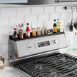 4X Strong Magnetic Stove Top Shelf, Adjustable 15-30 Inches, Fits Various Stove Lengths, Kitchen Organizer, Holds Spices, Condiments and BBQ Sauces (Matte Black)