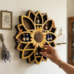 Sunflower Gifts for Women, Sunflower Decor Wooden Wall Floating Shelves with Lifelike Flower & Bee Accents, Trinket Crystal Display Shelf Boho Decor for Home Bedroom Living Room, Birthday Gift for Her
