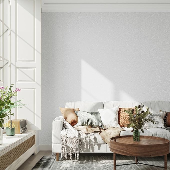 Abyssaly White Wallpaper Peel and Stick Wallpaper Self Adhesive Embossed White Contact Paper Removable Kitchen Vinyl Film Textured Cabinet Shelf Paper 15.7" X 984.2"