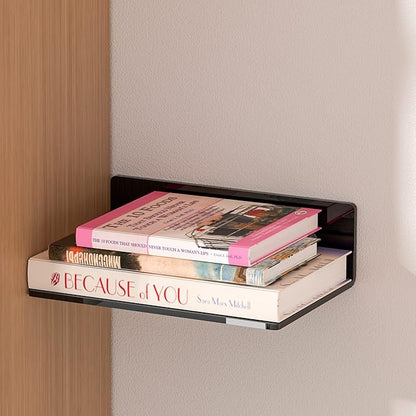 9 Inches Acrylic Wall Shelves 2 Pack, Floating Shelf for Wall Mounting, Acrylic Display Ledges for Funko Pop Figures, Home Décor, Living Room, Gaming Room, Plants(9 inch, Black)