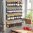 Magnetic Spice Rack for Refrigerator Seasoning Organizer for Spice Fridge Shelf storage Magnetic Shelf with Hook for Oven (4pack-Cut out-Black)