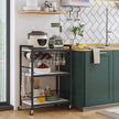 TUTOTAK Bar Cart - Serving Cart for Home - Microwave Cart, Drink Cart, Mobile Kitchen Shelf with Wine Rack and Glass Holder, Rolling Beverage Cart BC01BM030