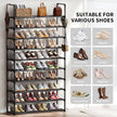Shoe Rack, 10 Tier Shoe Storage Organizer with Hooks,Fit 40-45 Pairs Shoes,Metal Tall Shoe Shelf for Closet,Entryway, Hallway,Garage,Bedroom,Cloakroom