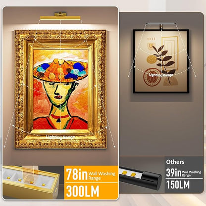 Picture Lights Wall Light 16in CCT Gallery Light | Battery Operated, Timer, Remote Control, Adjustable Brightness, Long Lasting, for Wall, for Paintings, for Living Room, Art, Dartboard, Decor