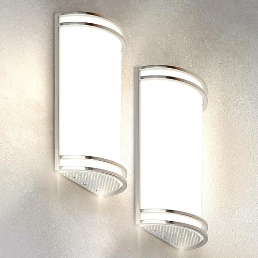 ASD LED Indoor Wall Mount Light Fixture - 14 Inch 20W Modern Interior Nickel Dimmable Wall Sconce Light - ETL 3000K 4000K 5000K Adjustable - Hallway, Bedroom LED Wall Lights, 2 Pack