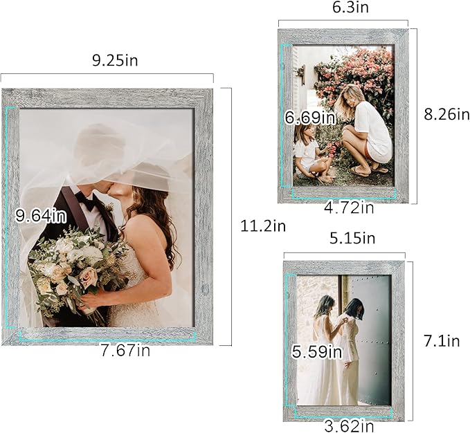 LUCKYLIFE Picture Frame Set 10-Pack, Gallery Wall Frame Collage with 8x10 5x7 4x6 Frames in Grey Finishes