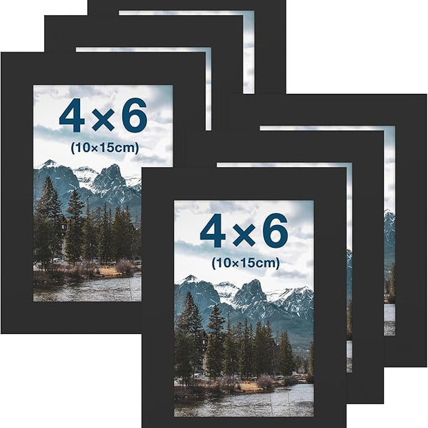 FrameWorks 4x6 Classic Wooden Picture Frames Tempered Glass/Black / 6-Pack