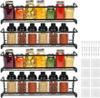 4 Pack Spice Rack Organiser Hanging Spice Shelves Carbon Steel Wall Mount Spice Rack Kitchen Storage Racks Storage Spices and Condiments Spice Jars for Kitchen Cabinet Cupboard Pantry Door